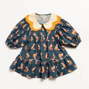 Charming Fox Print Kids Dress
